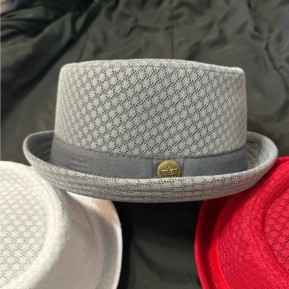 Chic Party Fedora Hats - Vibrant Red, Classic White, and Elegant Gray